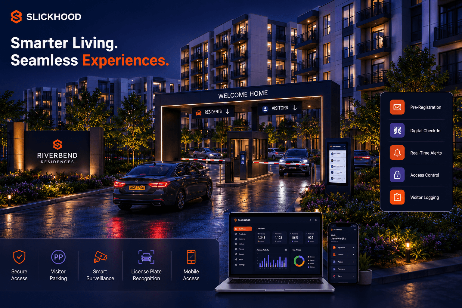 SlickHood Riverbend Residences — smart access, visitor management and resident portal