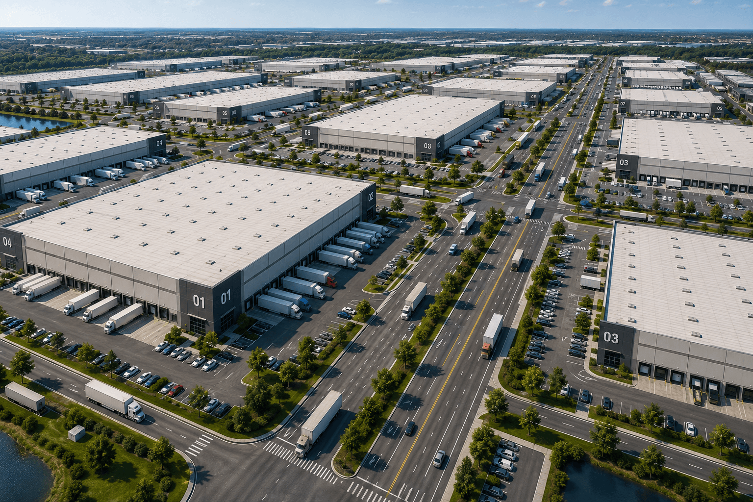 Large-scale commercial warehouse complex — managed by SlickHood